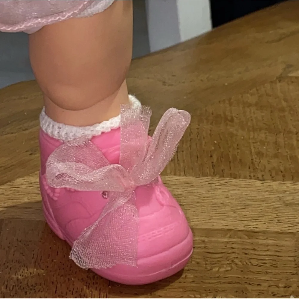 90s Vintage Galoob Baby Face Doll Shoes‎ Purple with Hearts